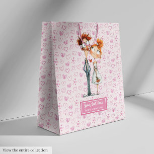 Funny Newlyweds Gift Bag Quirky Cartoon Wedding