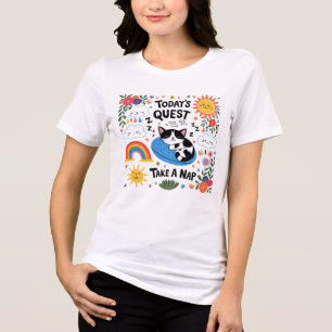 🐱Funny Next Quest Take a Cat Nap Cute Cartoon Tri-Blend Shirt