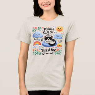 🐱Funny Next Quest Take a Cat Nap Cute Cartoon Tri-Blend Shirt