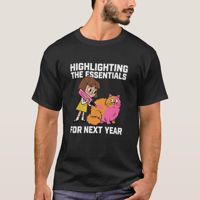 Funny Next Year Essential Highlight Cat Illustrati T-Shirt (Front)