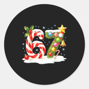 Funny Nice Naughty 6 7 Christmas 67 Meme Xmas Boys Classic Round Sticker
