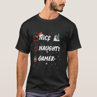 Funny Nice Naughty Gamer List Christmas Santa Clau T-Shirt