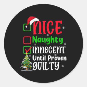 Funny Nice Naughty Innocent Christmas Xmas Adults Classic Round Sticker