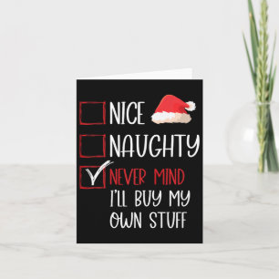 Funny Nice Naughty Never Mind Santa Check List Chr Card