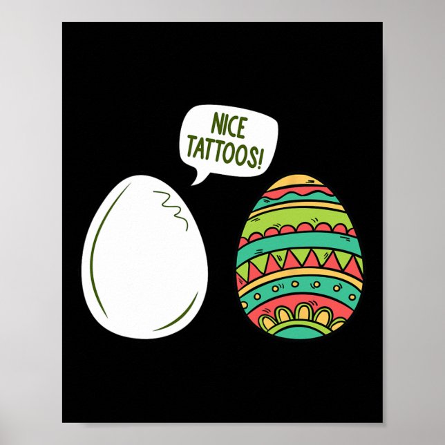 Funny Nice Tatoos Eggs Easter Day Egg Painting Hun Poster (Front)