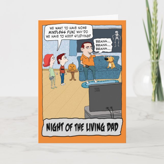 Funny Night of the Living Dad Halloween Card (Front)