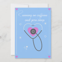 Funny Night Shift Nurse Card Running On Caffeine A