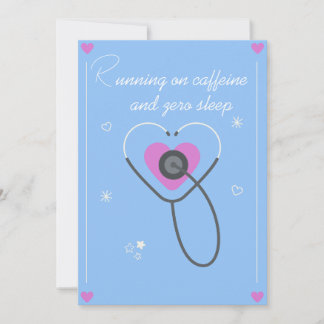Funny Night Shift Nurse Card Running On Caffeine A