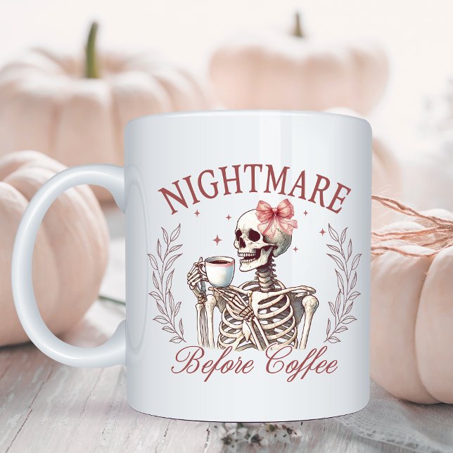 Funny Nightmare Before Coffee Skeleton Halloween Two-Tone Coffee Mug (Creator Uploaded)