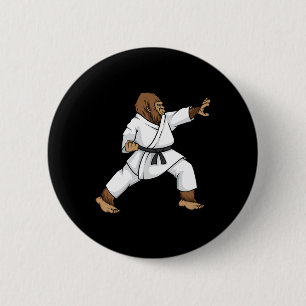 Funny Ninja Bigfoot Doing Karate With Samurai Desi 2 Inch Round Button