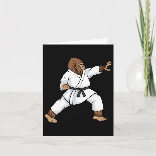Funny Ninja Bigfoot Doing Karate With Samurai Desi Card (Front)