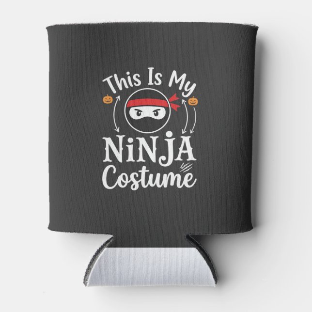 Funny Ninja Costume Halloween Design_1 Can Cooler (Front)