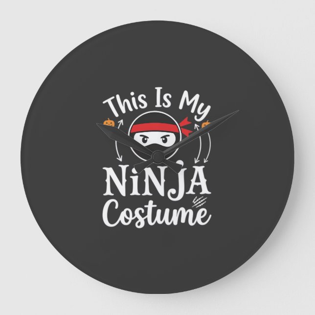 Funny Ninja Costume Halloween Design_1 Large Clock (Front)