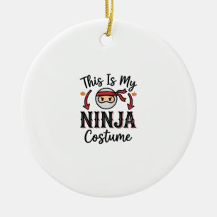 Funny Ninja Costume Halloween Vector Design_1 Ceramic Ornament