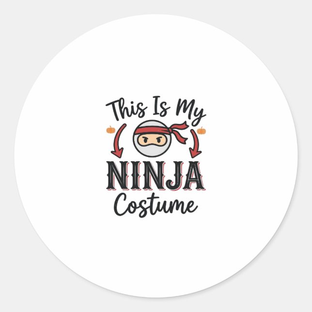 Funny Ninja Costume Halloween Vector Design_1 Classic Round Sticker (Front)