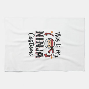 Funny Ninja Costume Halloween Vector Design_1 Kitchen Towel