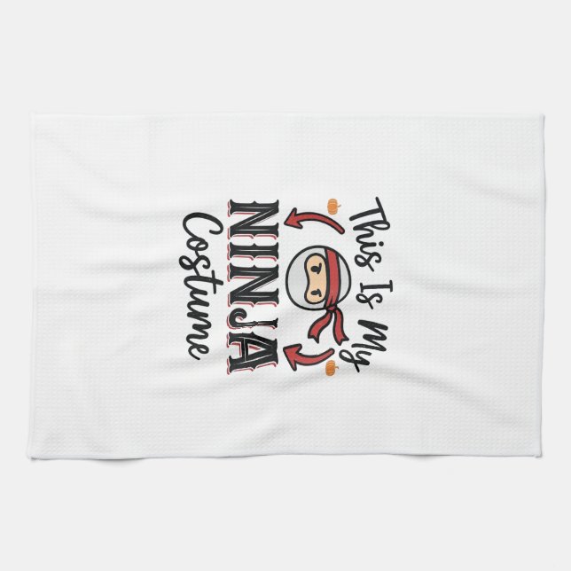 Funny Ninja Costume Halloween Vector Design_1 Kitchen Towel (Horizontal)