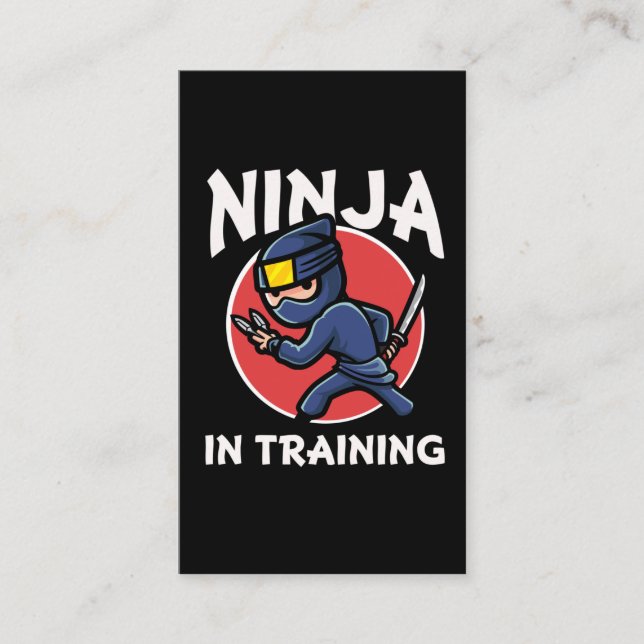 Funny Ninja Kid in training Business Card (Front)