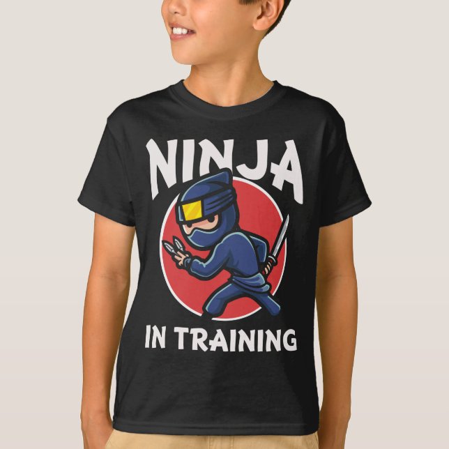 Funny Ninja Kid in training T-Shirt (Front)