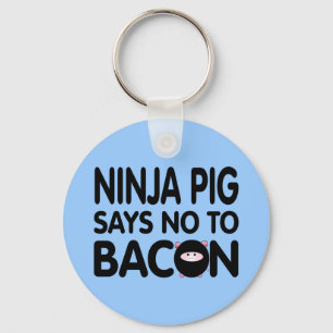 Funny Ninja Pig Says No to Bacon Keychain