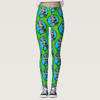 FUNNY NINJA PIZZA GRAPHIC PATTERN LEGGINGS