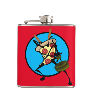 FUNNY NINJA PIZZA VINYL WRAPPED FLASK