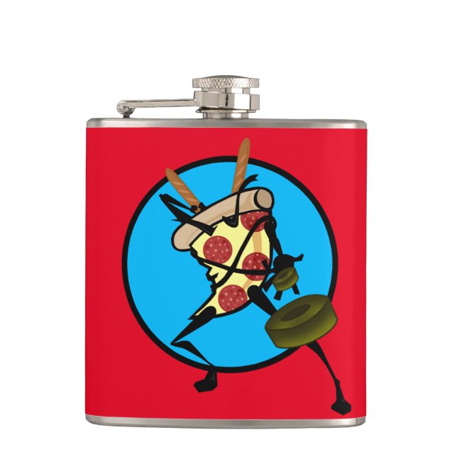 FUNNY NINJA PIZZA VINYL WRAPPED FLASK (Front)
