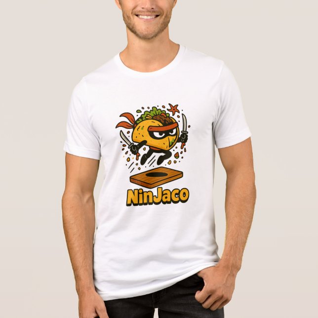 Funny Ninja Taco "NinJaco" Cartoon Design Tri-Blend Shirt (Front)