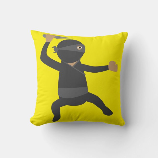 Funny Ninja Throw Pillow (Front)