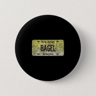 Funny Nj State Vanity License Plate Bagel 2 Inch Round Button