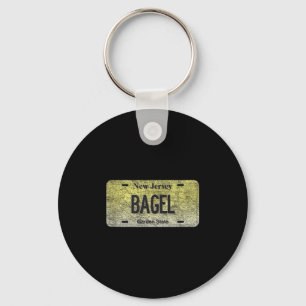 Funny Nj State Vanity License Plate Bagel  Keychain