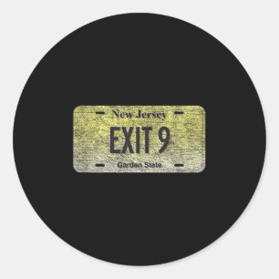 Funny Nj State Vanity License Plate Exit 9  Classic Round Sticker