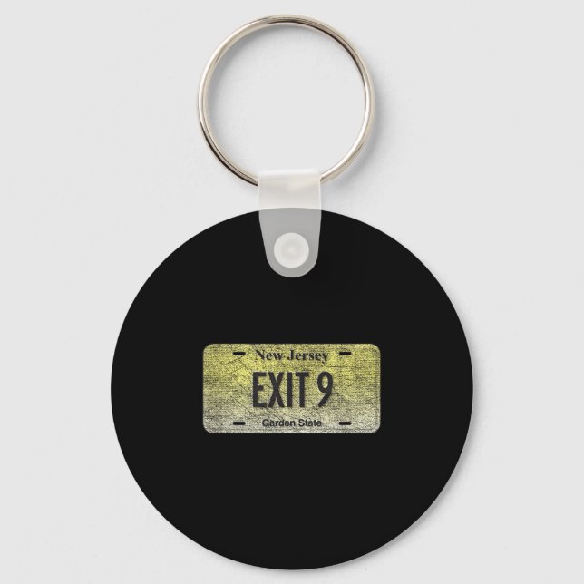 Funny Nj State Vanity License Plate Exit 9  Keychain (Front)