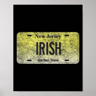 Funny Nj State Vanity License Plate Iri-shirt  Poster
