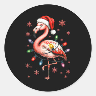 Funny Nk Flamingo Christmas Tree Lights Xmas Snowf Classic Round Sticker