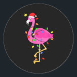 Funny Nk Flamingo In Santa Hat Christmas In July M Classic Round Sticker<br><div class="desc">Funny Nk Flamingo In Santa Hat Christmas In July Men Women</div>