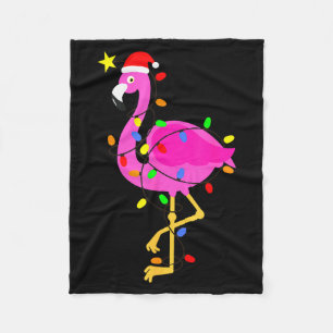Funny Nk Flamingo In Santa Hat Christmas In July M Fleece Blanket