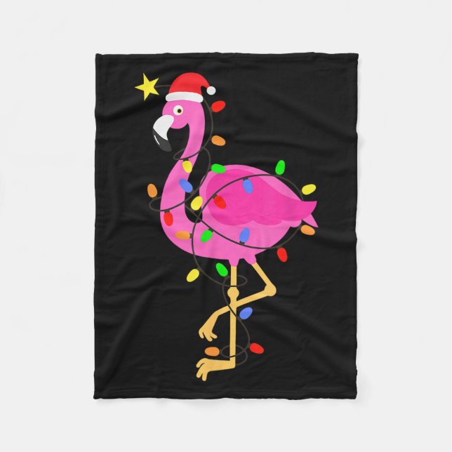 Funny Nk Flamingo In Santa Hat Christmas In July M Fleece Blanket (Front)