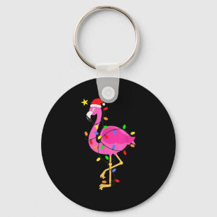 Funny Nk Flamingo In Santa Hat Christmas In July M Keychain