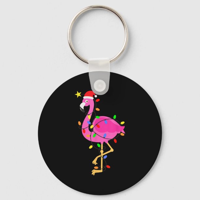 Funny Nk Flamingo In Santa Hat Christmas In July M Keychain (Front)