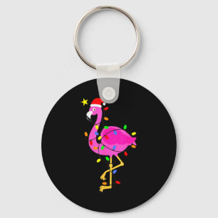 Funny Nk Flamingo In Santa Hat Christmas In July M Keychain