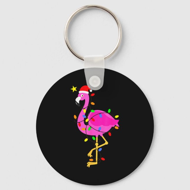 Funny Nk Flamingo In Santa Hat Christmas In July M Keychain (Front)