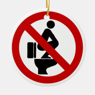 Funny NO Feet on the Seat ⚠ Thai Sign ⚠ Ceramic Ornament