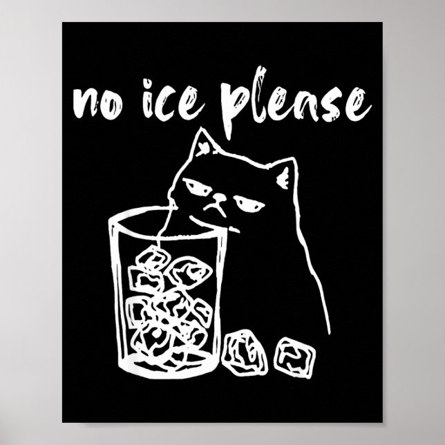 Funny No Ice Please Cat Doodle Poster (Front)