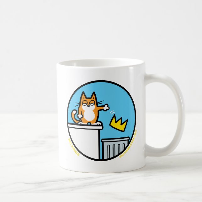 Funny No Kings Cat Cartoon Mugs (Right)