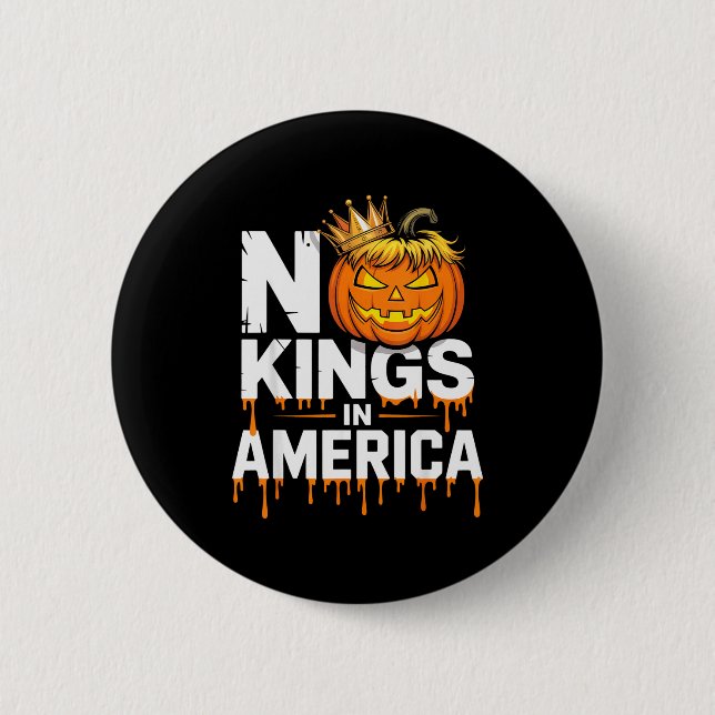 Funny No Kings Halloween 2025 Distressed Usa Flag  2 Inch Round Button (Front)