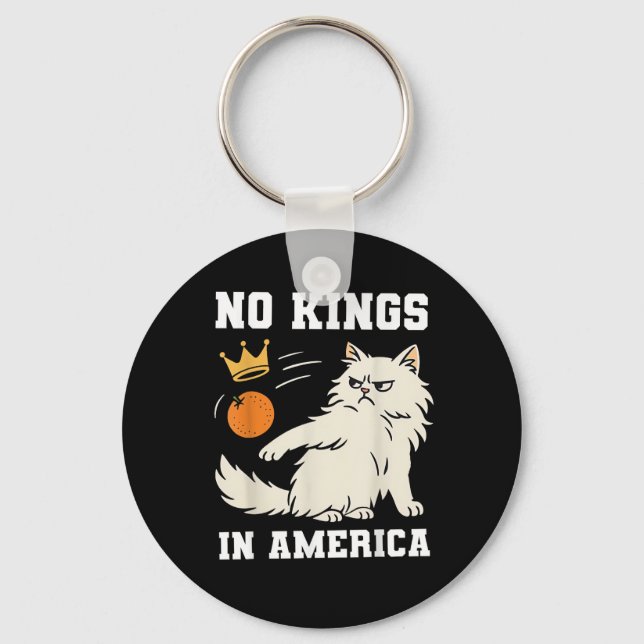 Funny No Kings In America Retro Classic Keychain (Front)