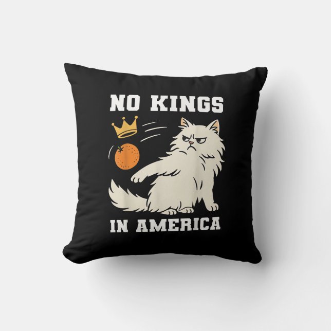 Funny No Kings in America Retro Classic Style Throw Pillow (Front)