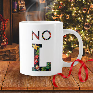 Funny "No L" Personalized Christmas Pun Large Coffee Mug