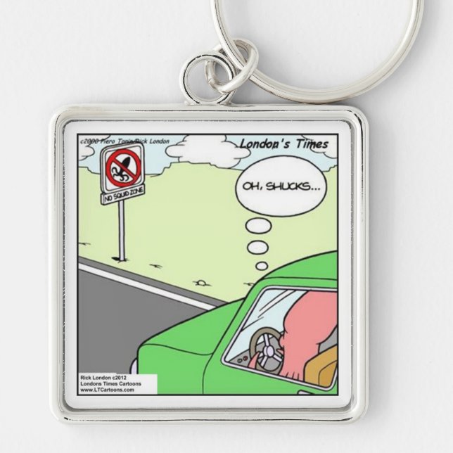 Funny No Squid Zone Keychain (Front)